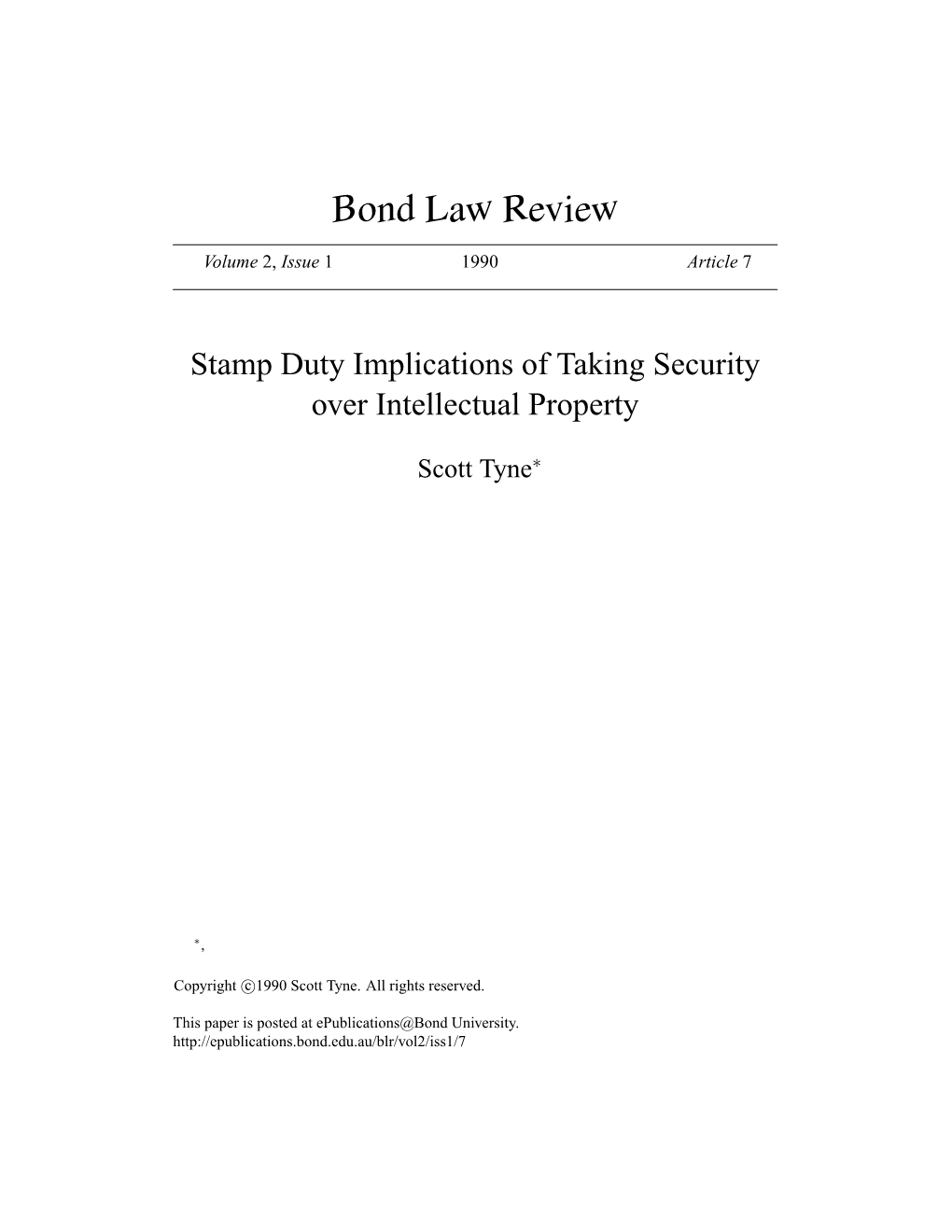 Stamp Duty Implications of Taking Security Over Intellectual Property