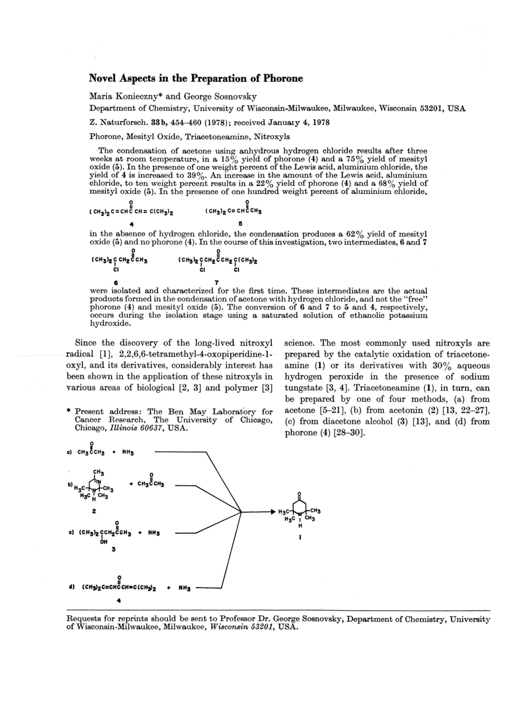 Novel Aspects in the Preparation of Phorone 2