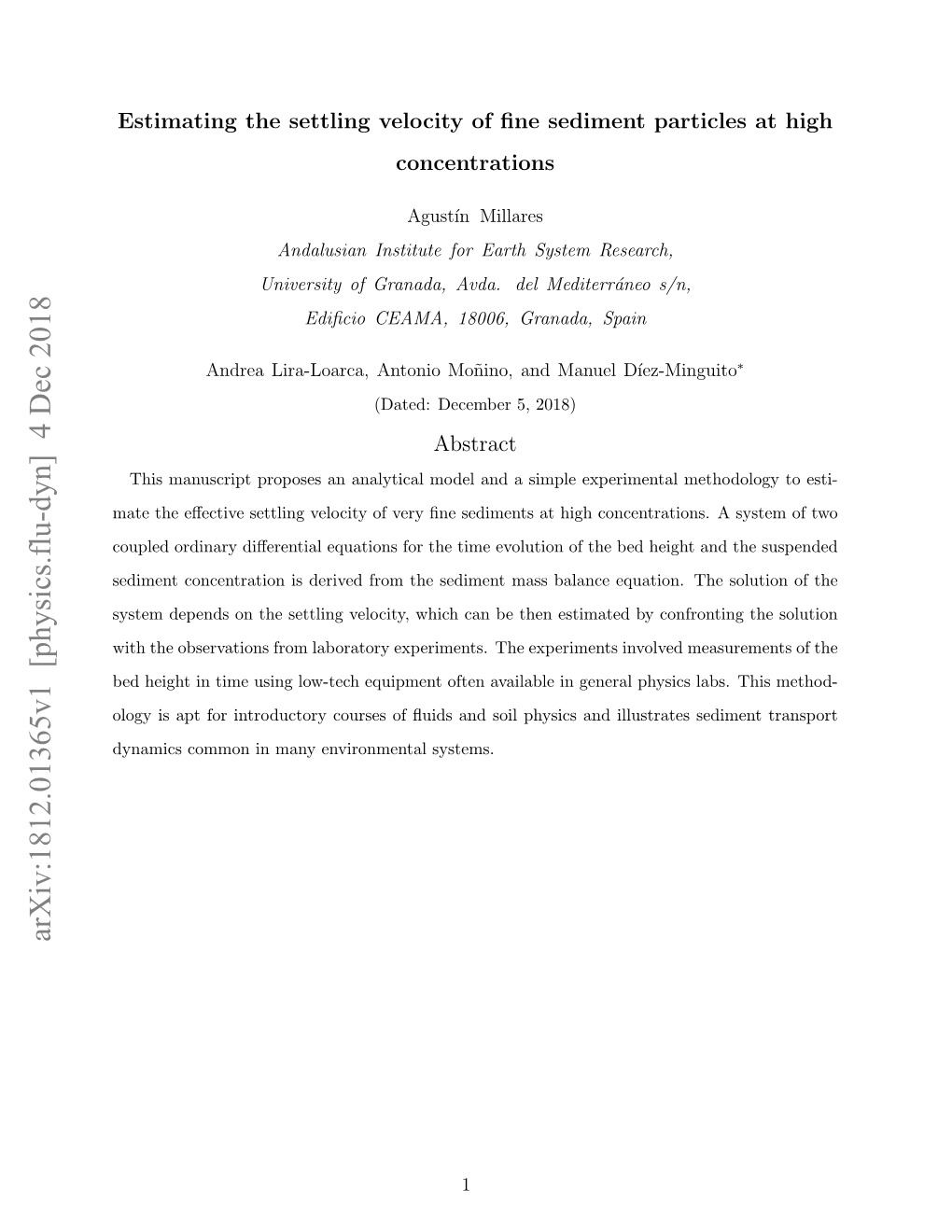 Arxiv:1812.01365V1 [Physics.Flu-Dyn] 4 Dec 2018