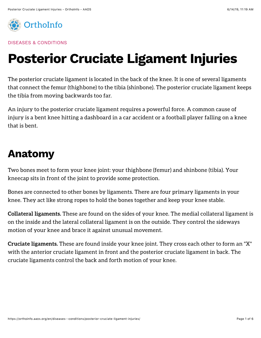 Posterior Cruciate Ligament Injuries - Orthoinfo - AAOS 6/14/19, 11:19 AM