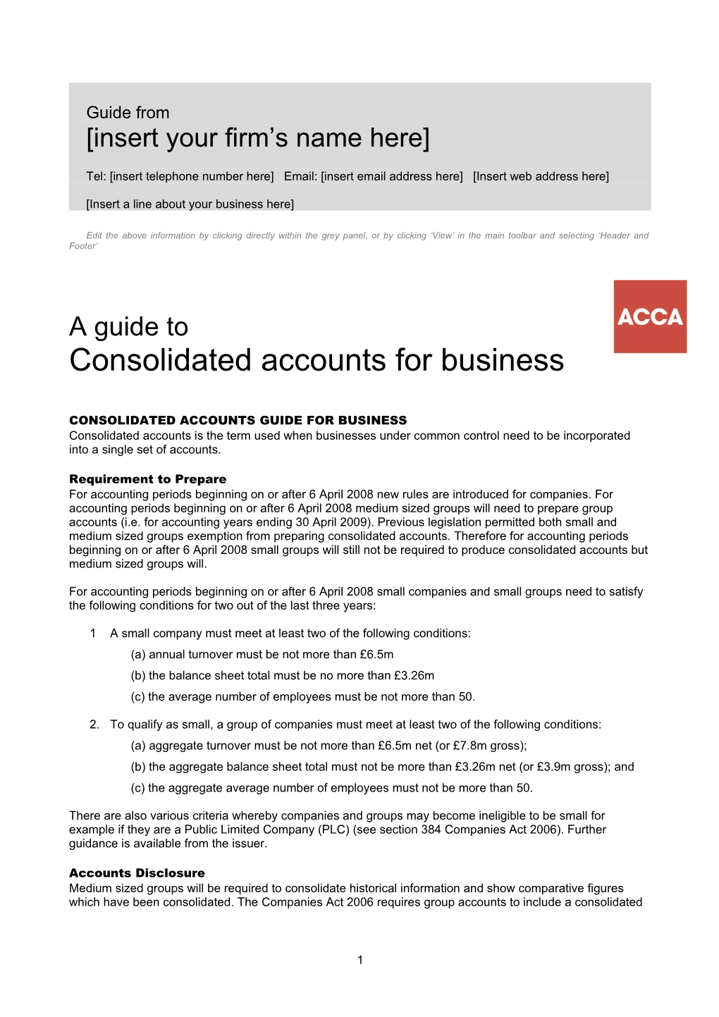 Consolidated Accounts Guide for Business