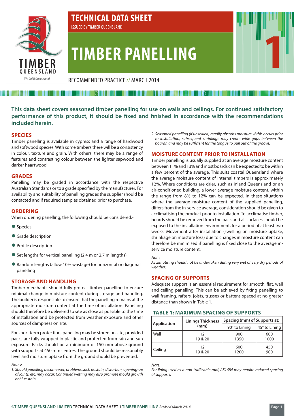 01 Timber Panelling Data Sheet