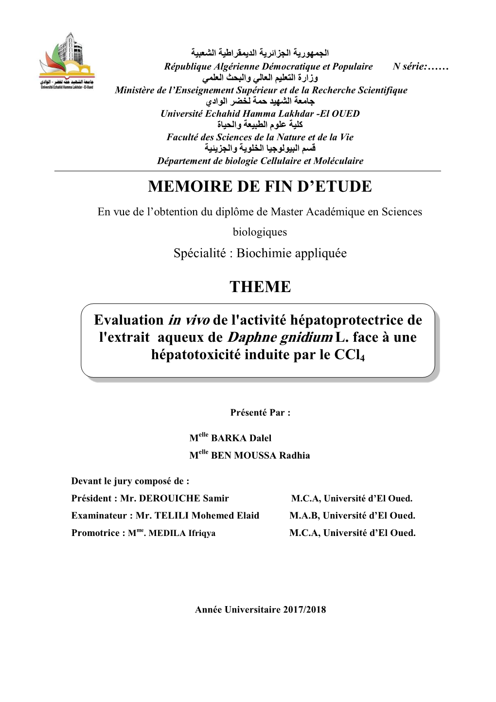 Memoire De Fin D'etude Theme