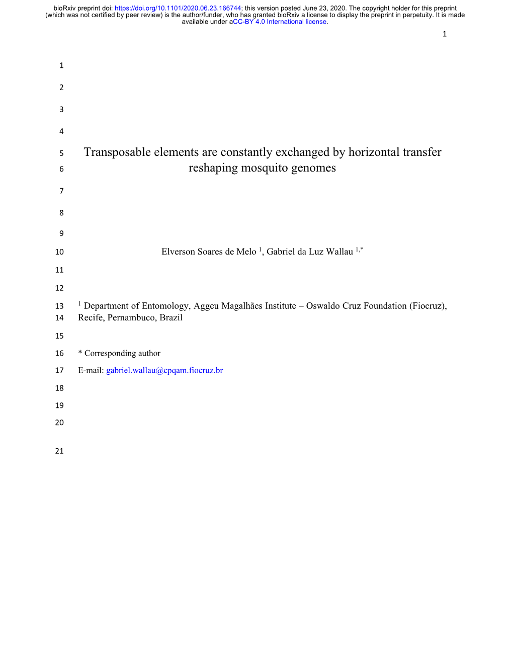 Transposable Elements Are Constantly Exchanged by Horizontal Transfer Reshaping Mosquito Genomes