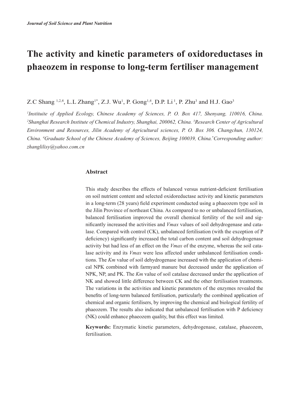 The Activity and Kinetic Parameters of Oxidoreductases in Phaeozem in Response to Long-Term Fertiliser Management