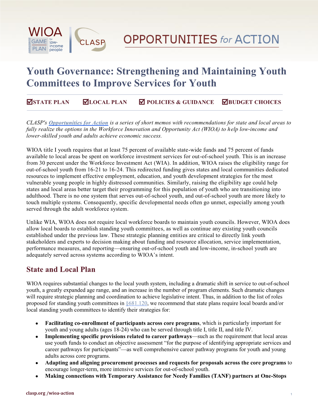 Youth Governance: Strengthening and Maintaining Youth Committees to Improve Services for Youth