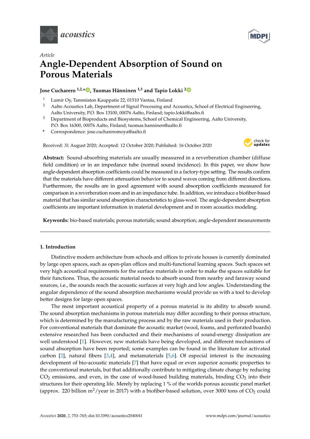 Angle-Dependent Absorption of Sound on Porous Materials