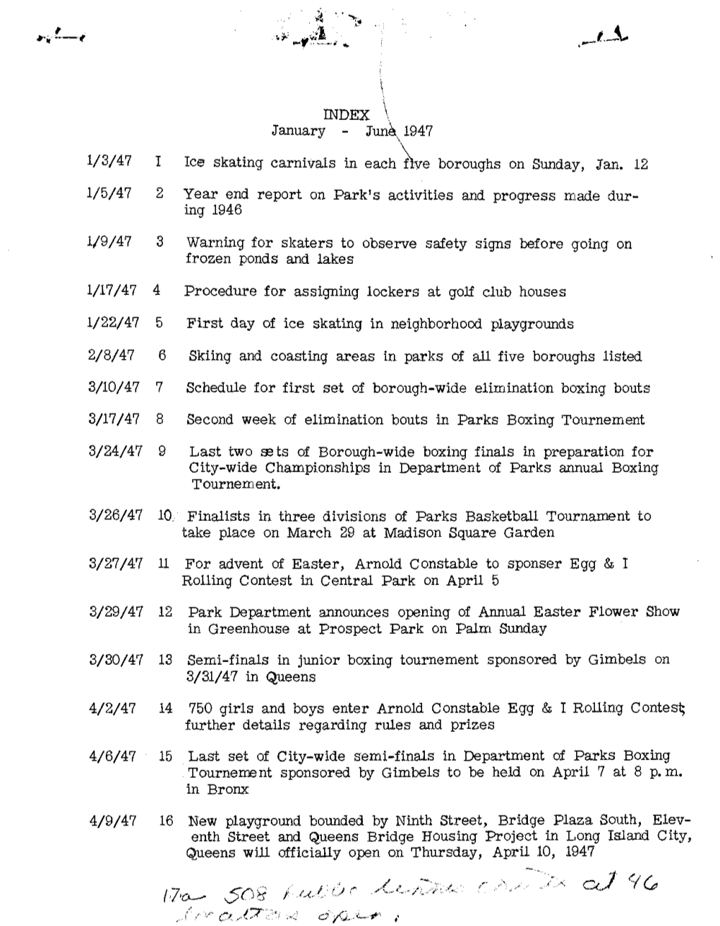 June, 1947 1/3/47 I Ice Skating Carnivals in Each Five Boroughs On