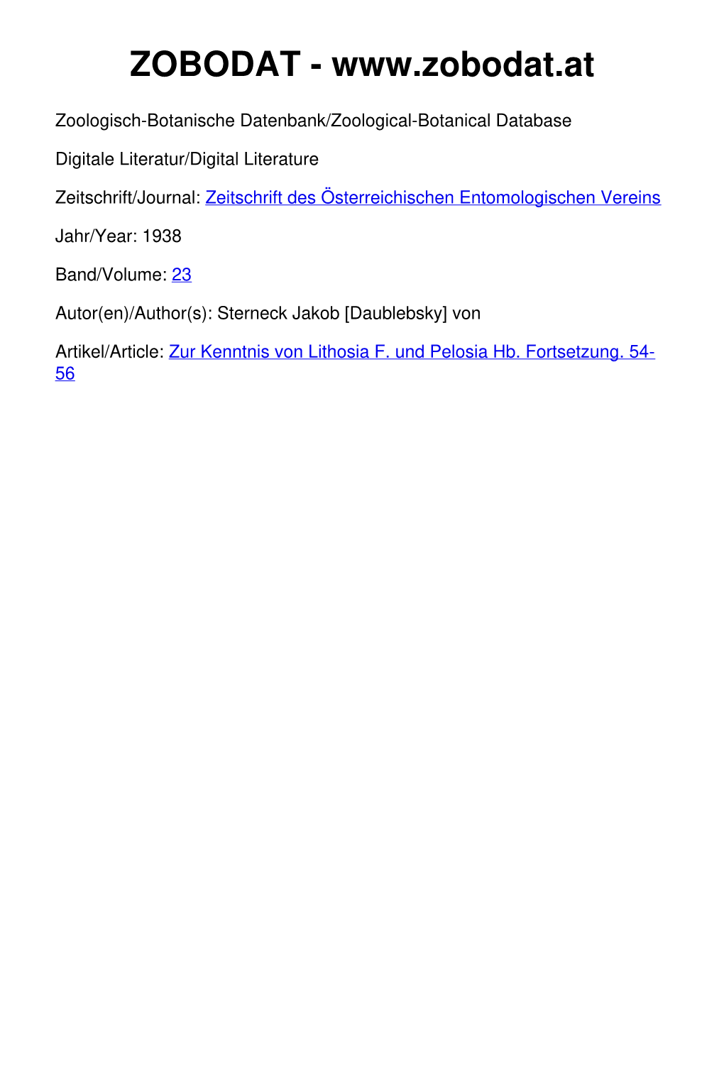 Zur Kenntnis Von Lithosia F. Und Pelosia Hb