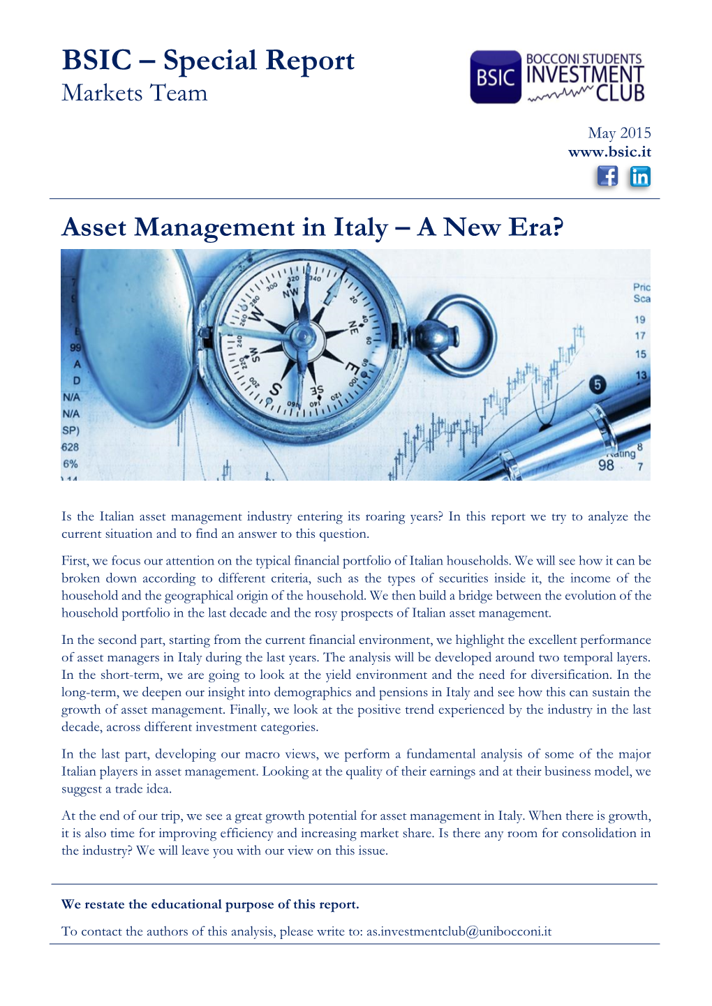 Asset Management in Italy – a New Era?