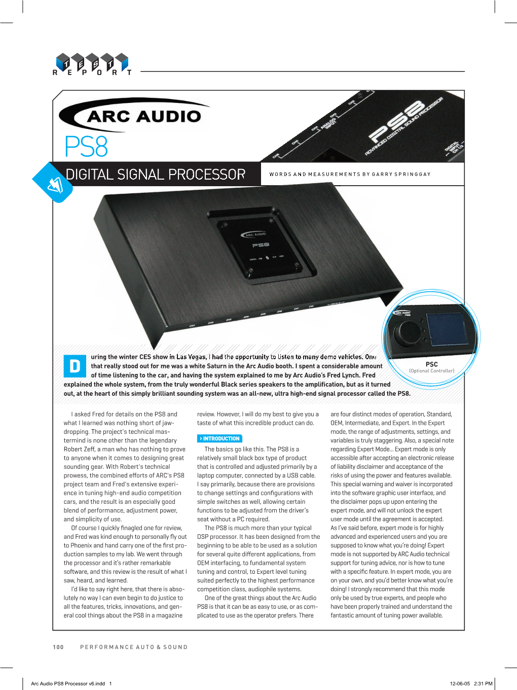 Arc Audio PS8 Processor V6.Indd 1 12-06-05 2:31 PM Digital Signal Processor Arc Audio PS8