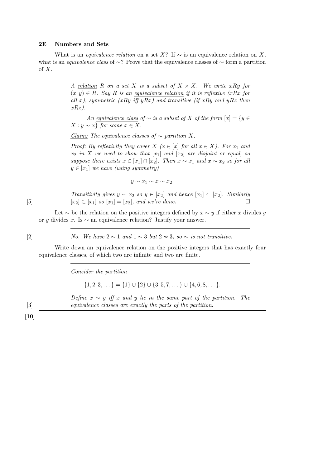 2E Numbers and Sets What Is an Equivalence Relation on a Set X?