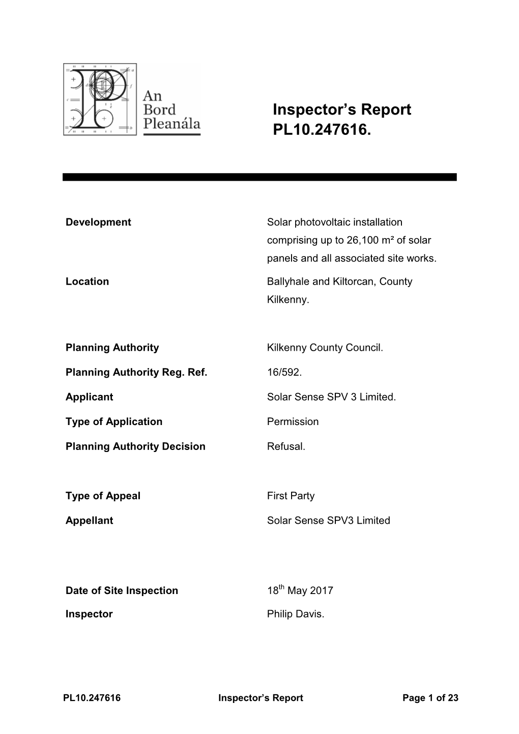 Report Template Normal Planning Appeal