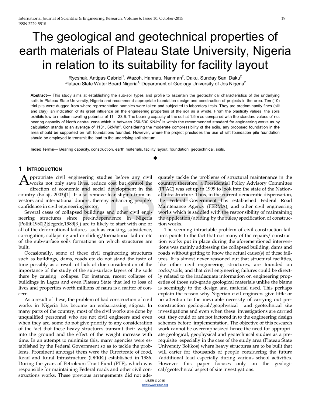 The Geological and Geotechnical Properties of Earth Materials Of