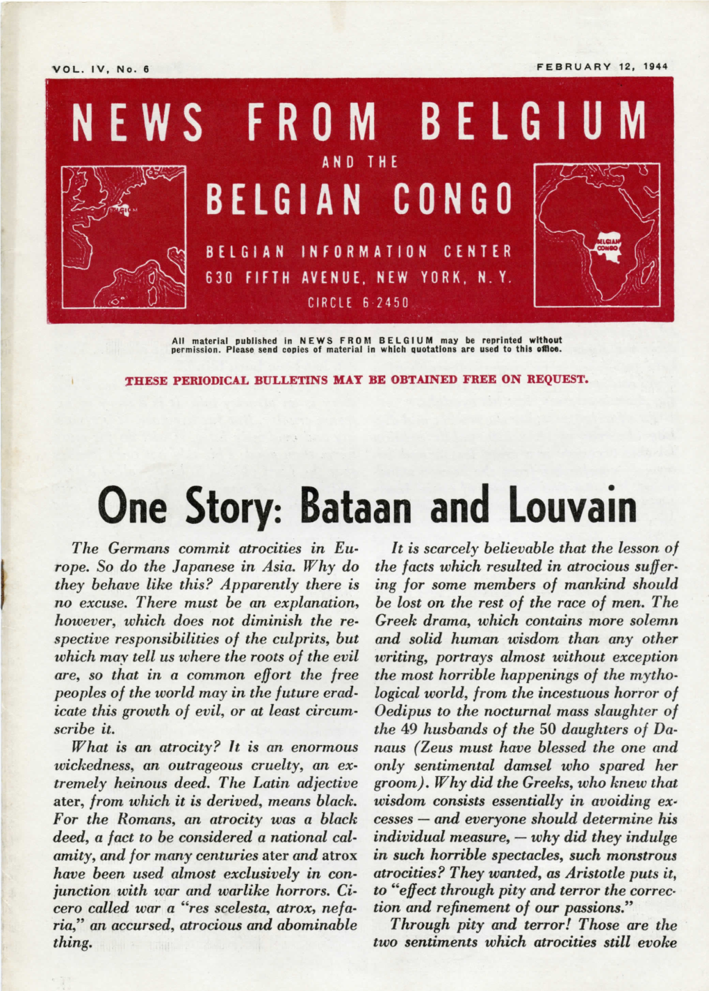 News from Belgium and the Belgian Congo