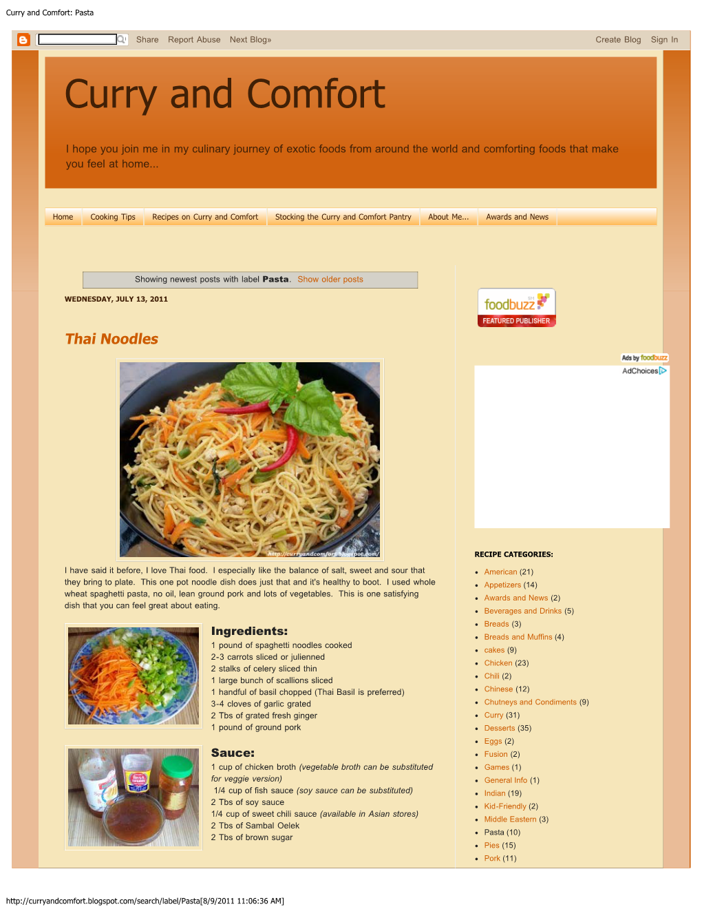 Curry and Comfort: Pasta
