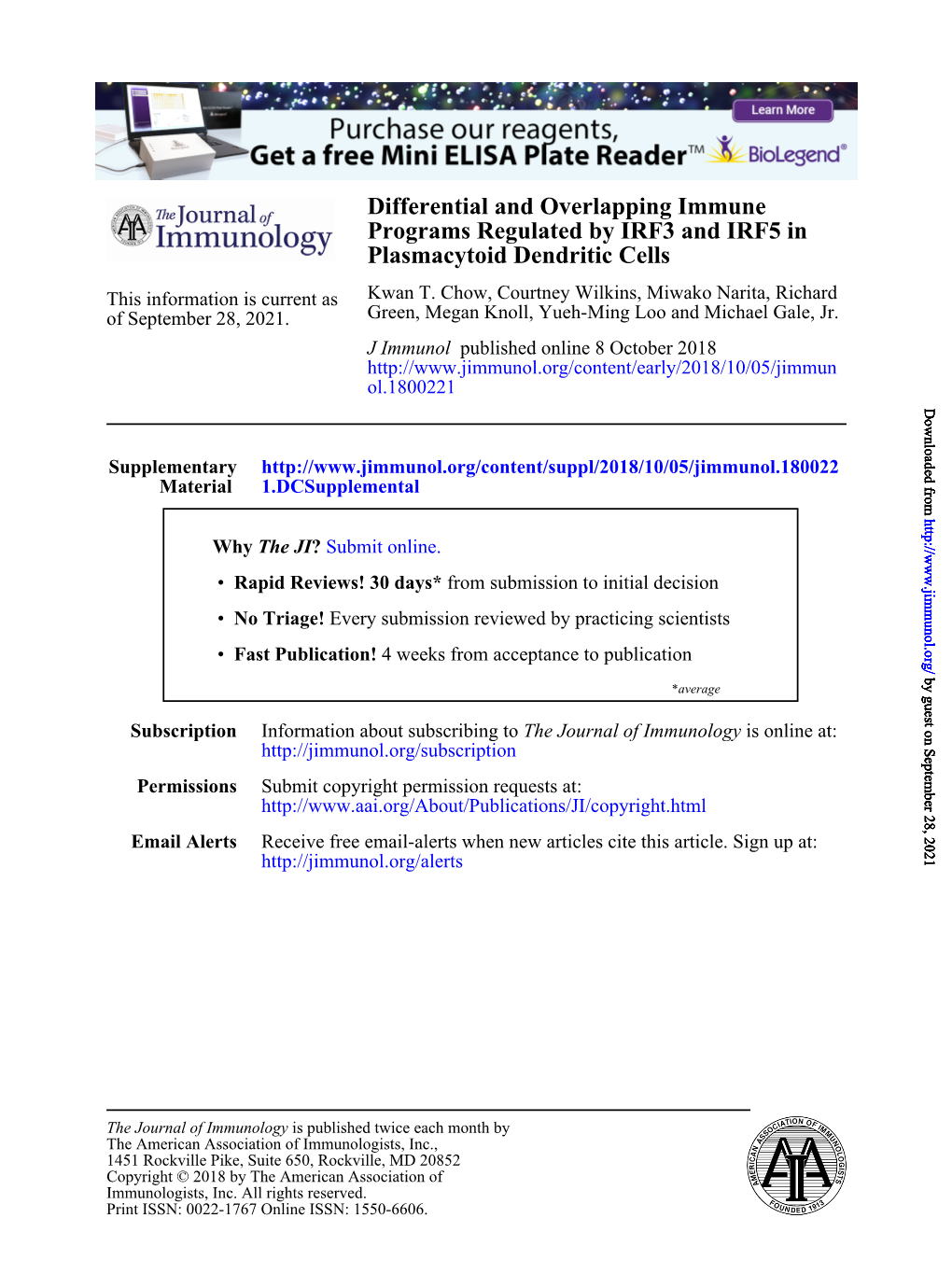 Differential and Overlapping Immune Programs Regulated by IRF3 and IRF5 in Plasmacytoid Dendritic Cells