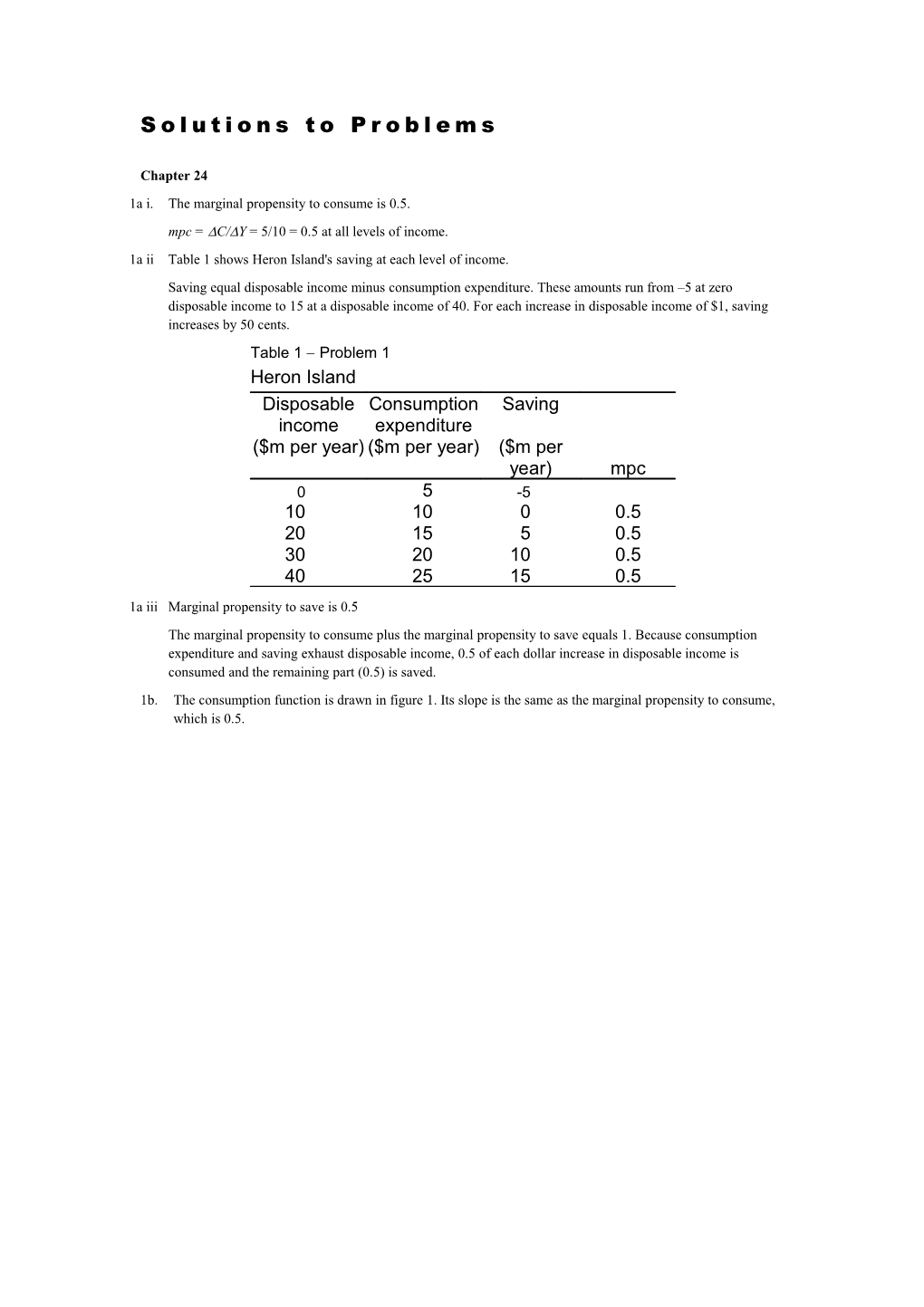 Solutions to Problems s1