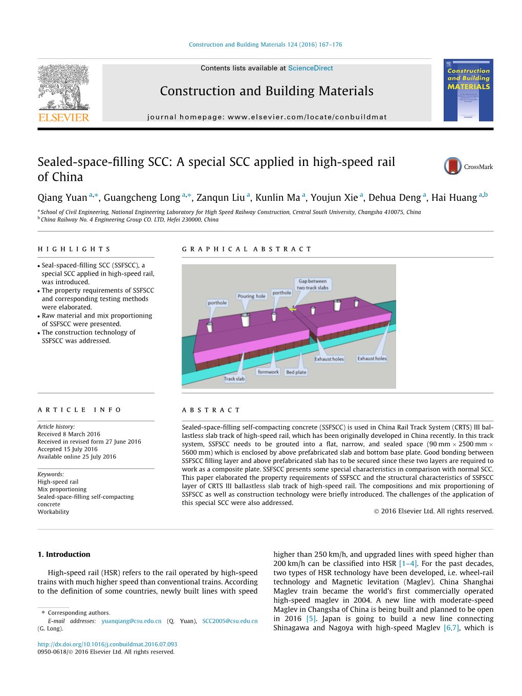 A Special SCC Applied in High-Speed Rail of China