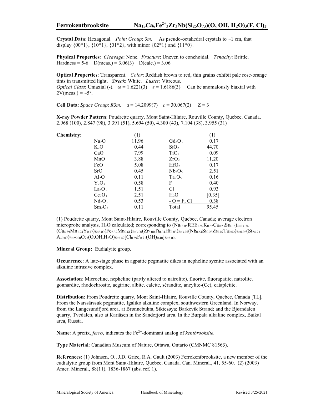 Ferrokentbrooksite Na15ca6fe2+ 3Zr3nb(Si25o73)(O, OH, H2O)