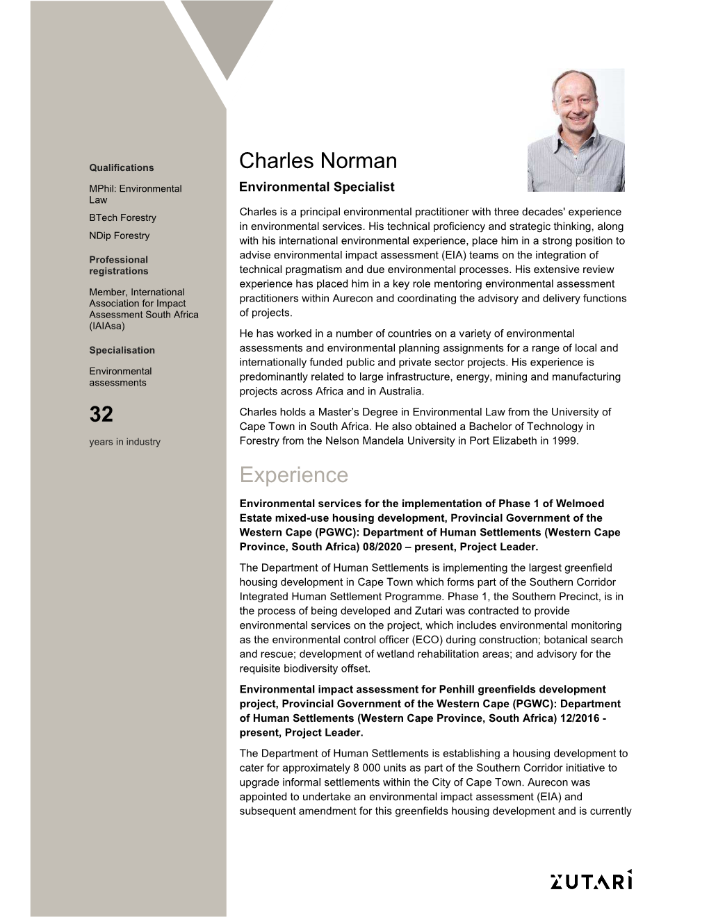 Experience Charles Norman 32