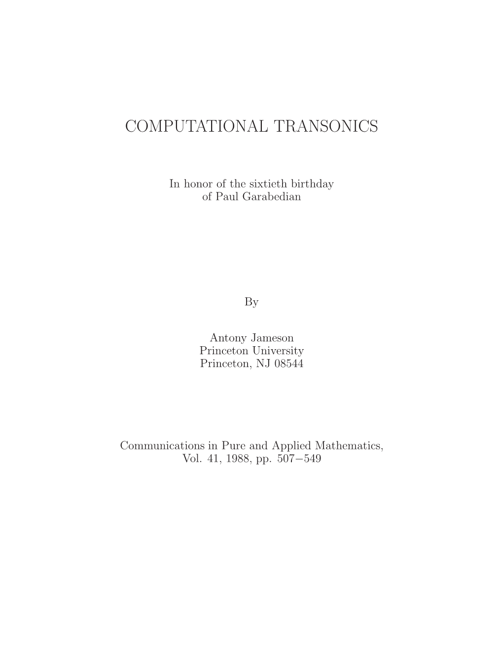 Computational Transonics