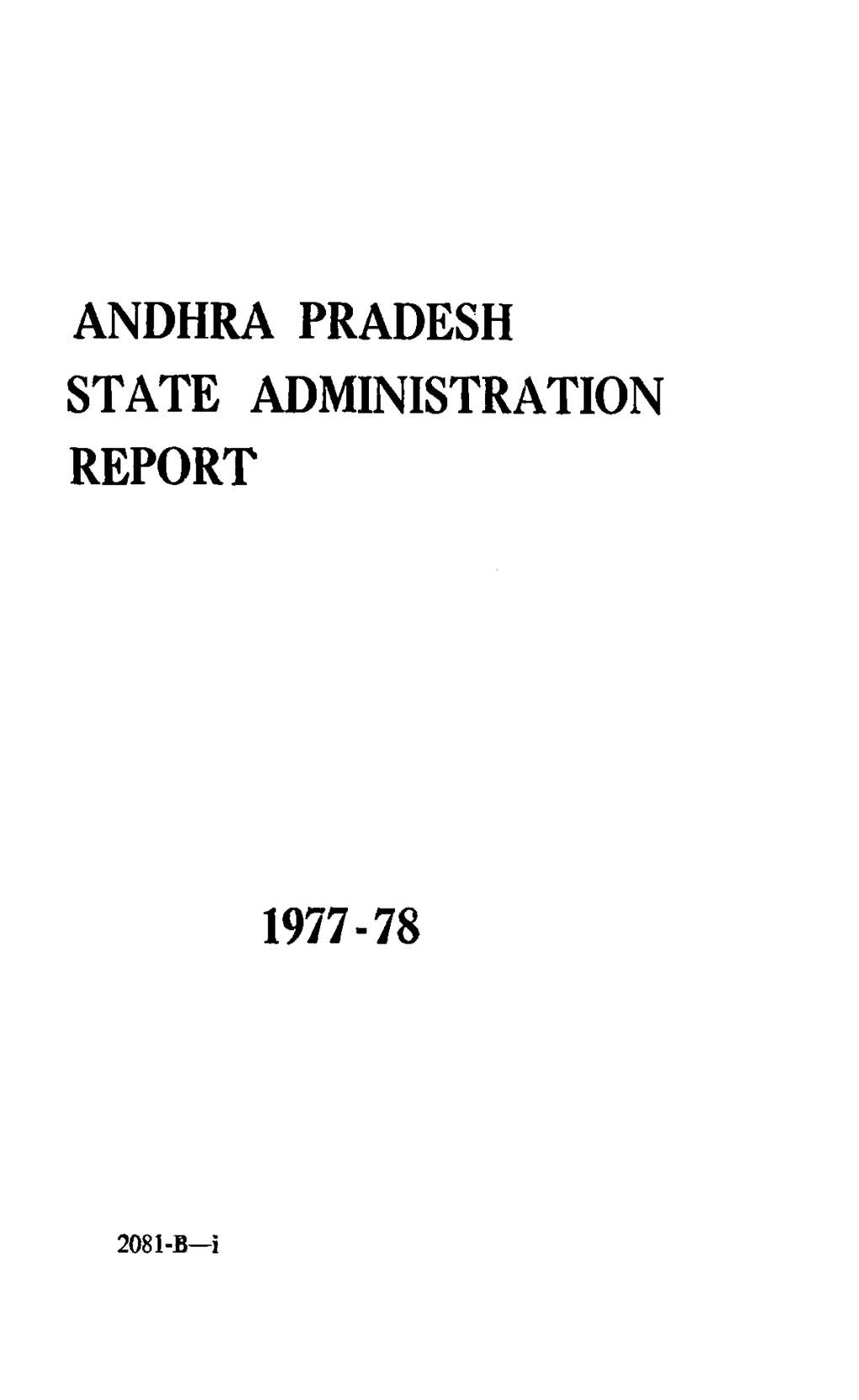 Andhra Pradesh State Administration Report