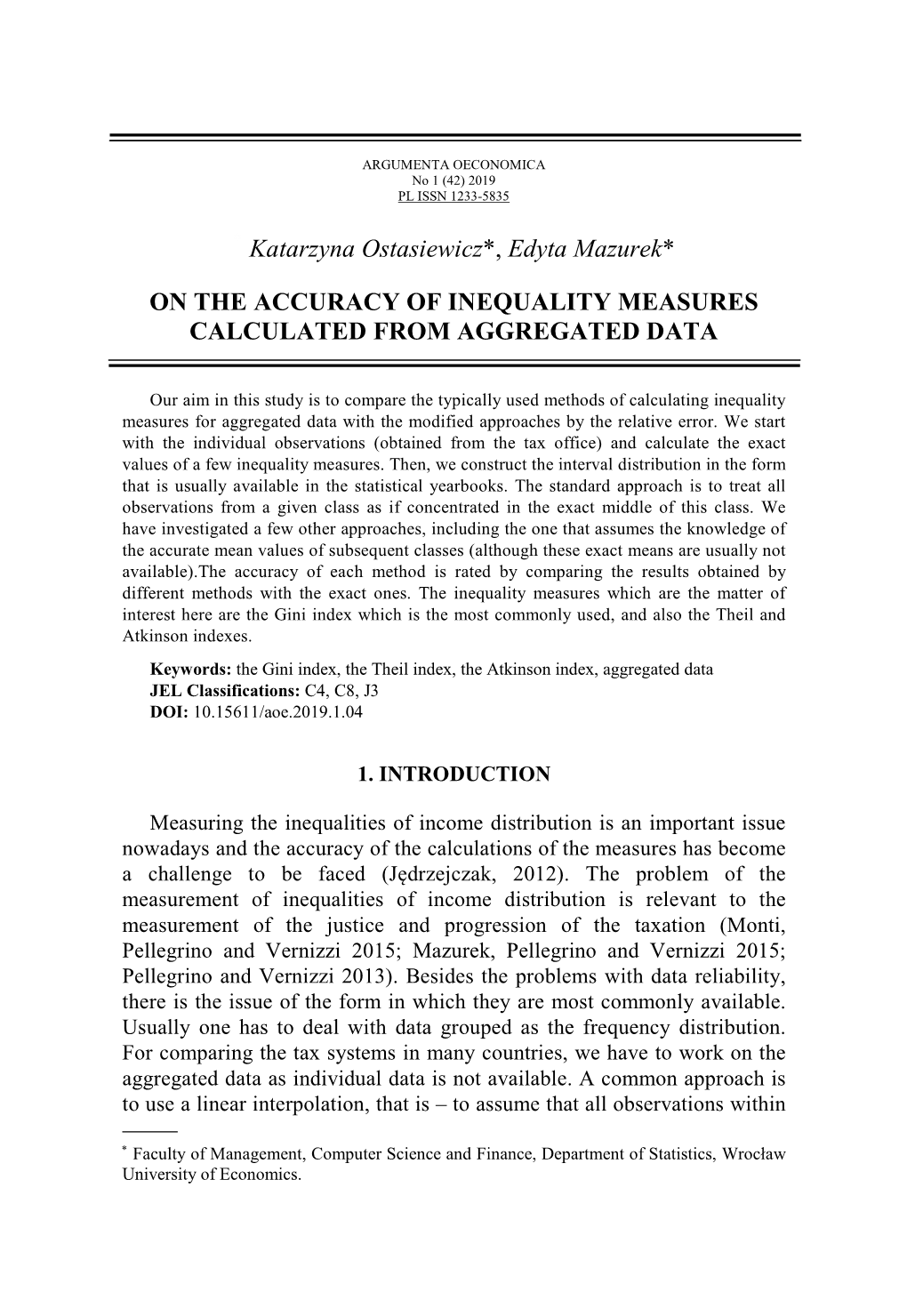 On the Accuracy of Inequality Measures Calculated from Aggregated Data