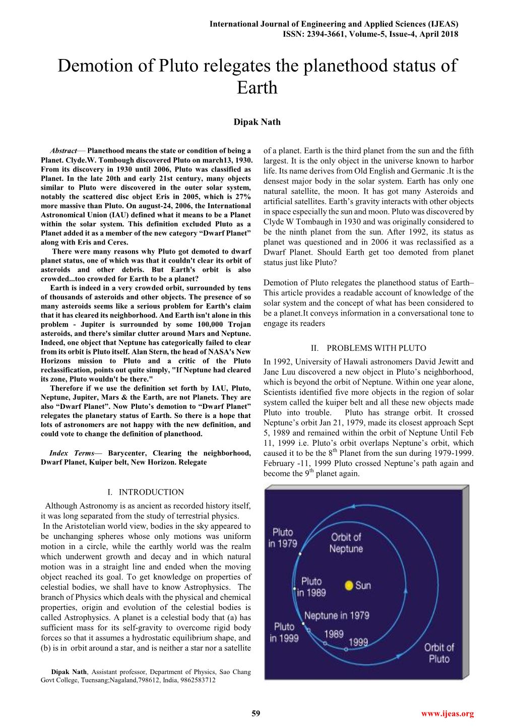 Demotion of Pluto Relegates the Planethood Status of Earth