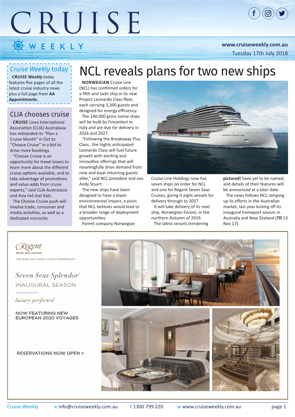 NCL Reveals Plans for Two New Ships