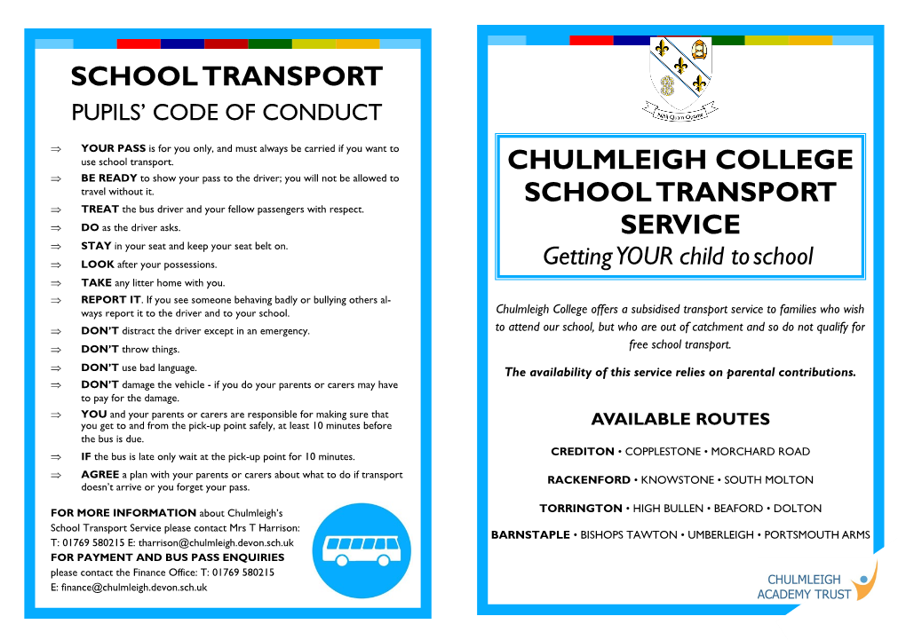 School Transport Pupils’ Code of Conduct