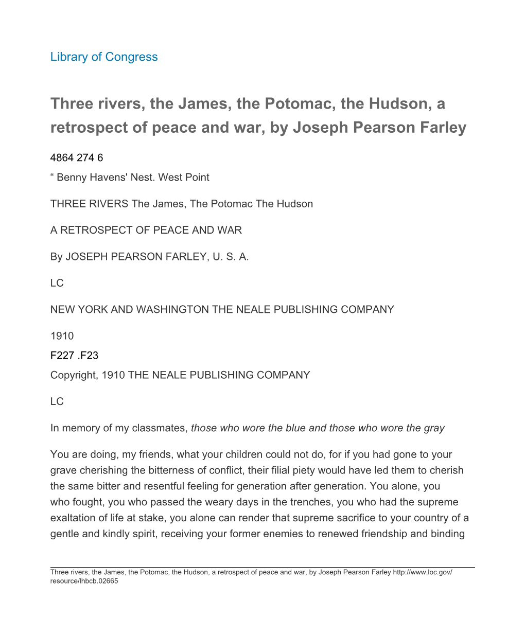 Three Rivers, the James, the Potomac, the Hudson, a Retrospect of Peace and War, by Joseph Pearson Farley