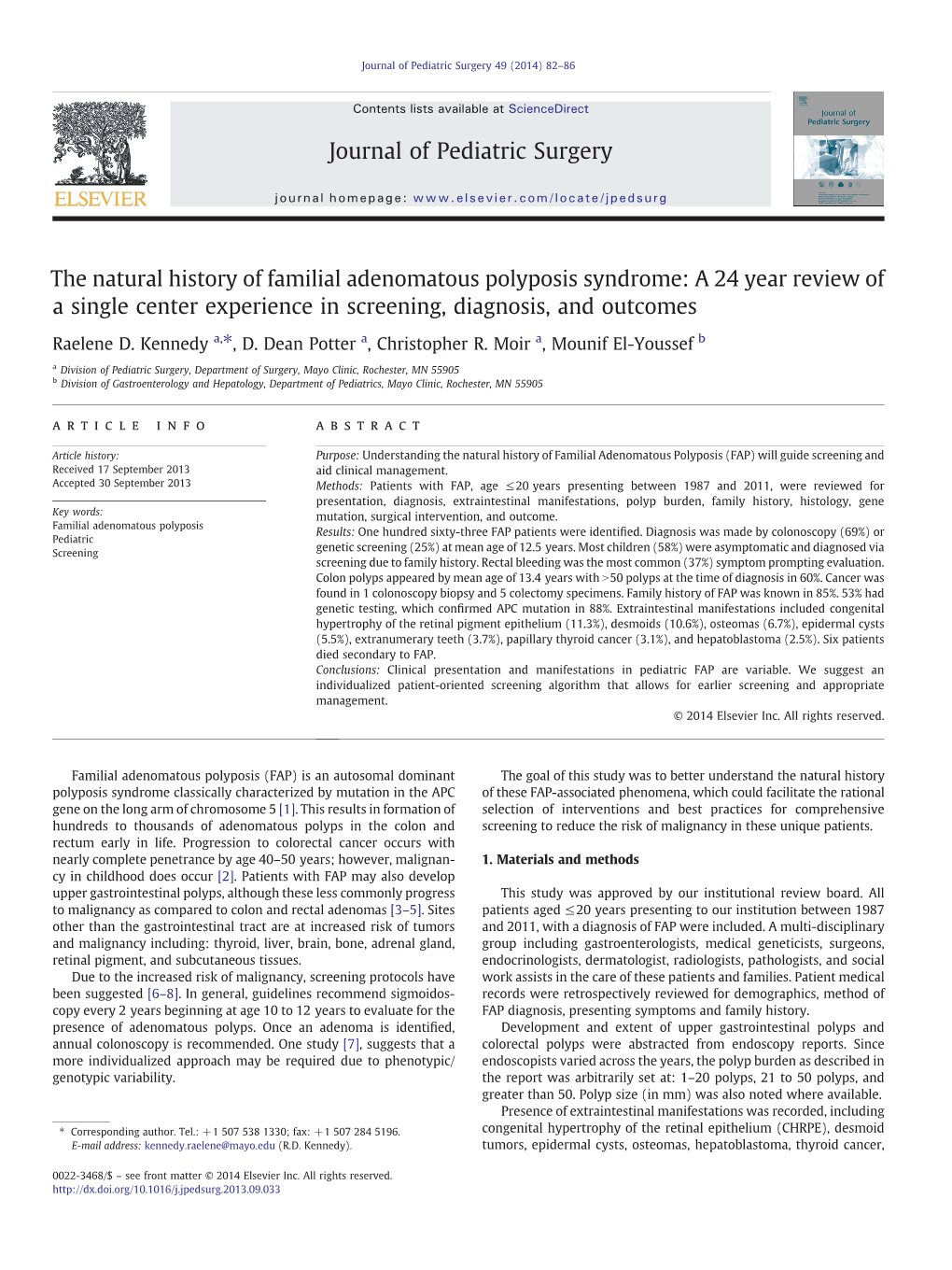 The Natural History of Familial Adenomatous Polyposis Syndrome: a 24 Year Review of a Single Center Experience in Screening, Diagnosis, and Outcomes