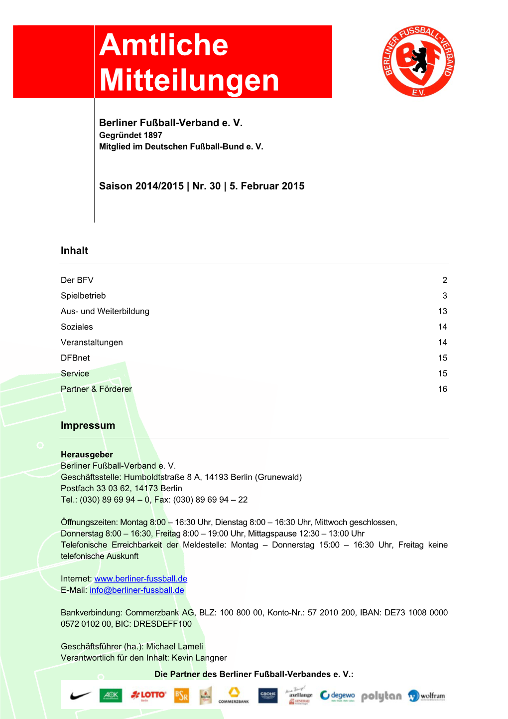 Amtliche Mitteilung Nr. 30 • 2014/2015 • 5