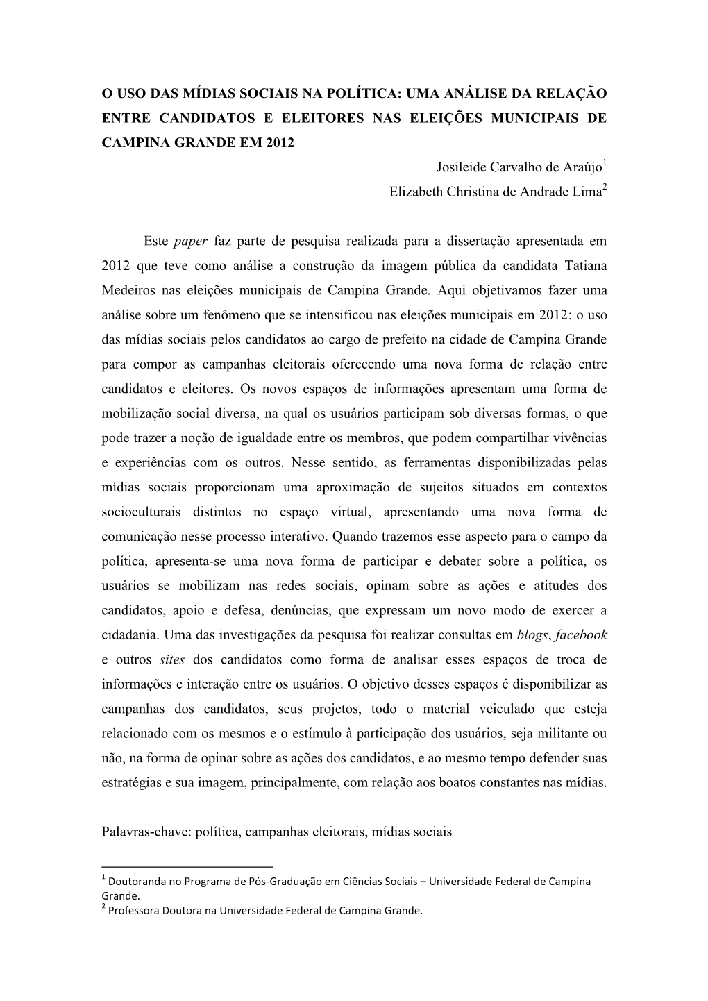 O Uso Das Mídias Sociais Na Política: Uma Análise Da