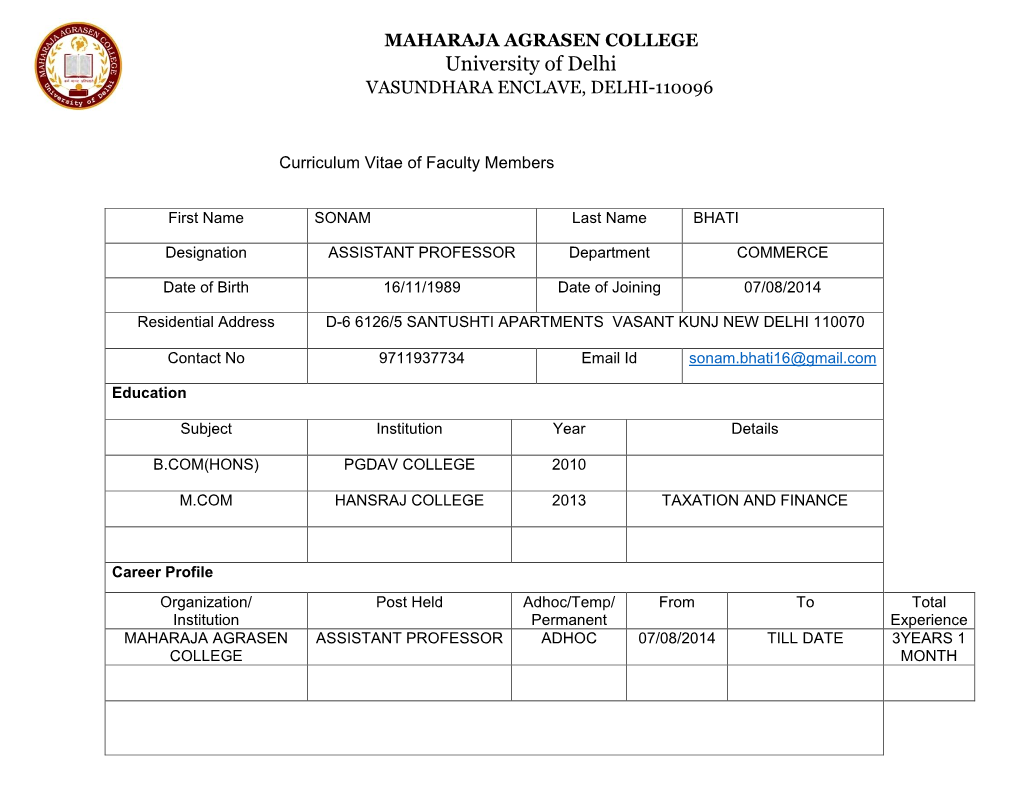 University of Delhi VASUNDHARA ENCLAVE, DELHI-110096