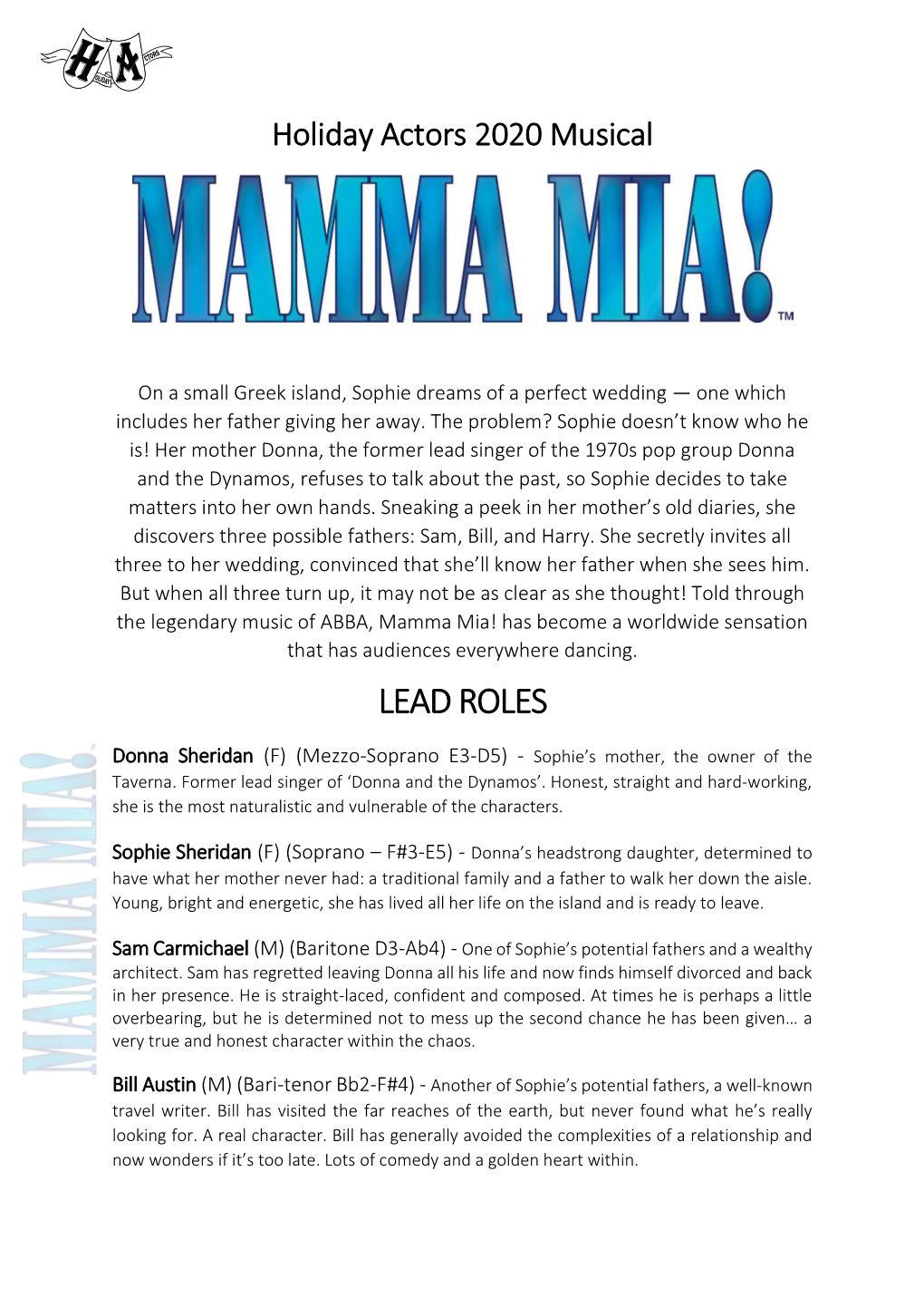 Mamma Mia Info Pack