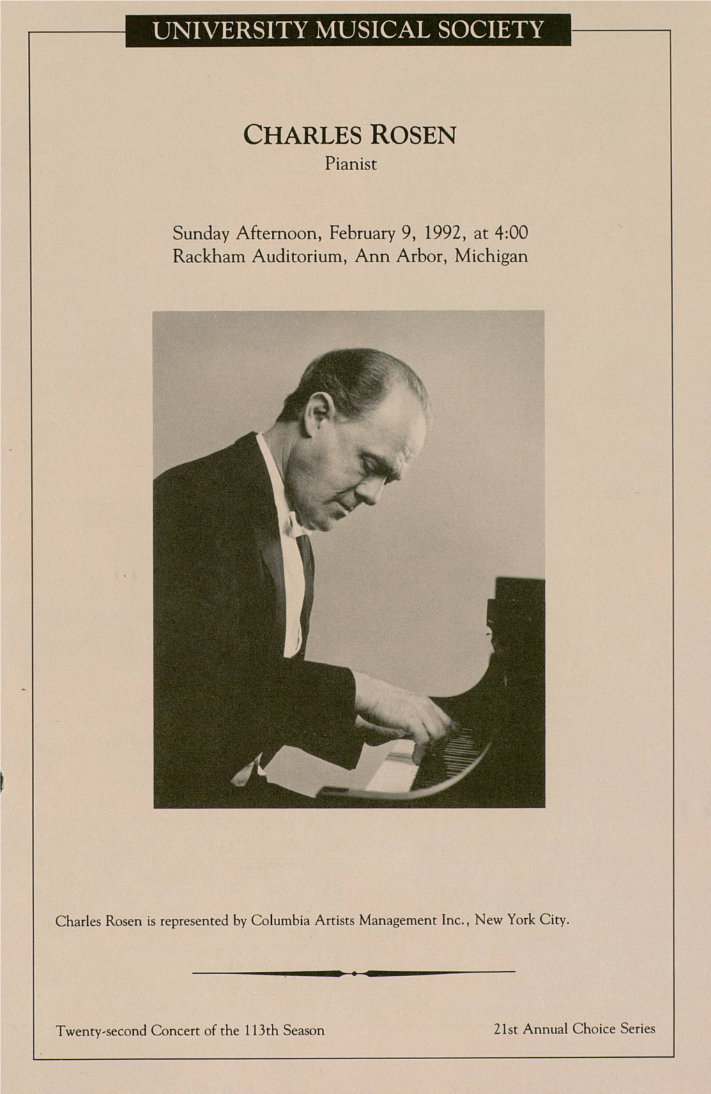 CHARLES ROSEN Pianist