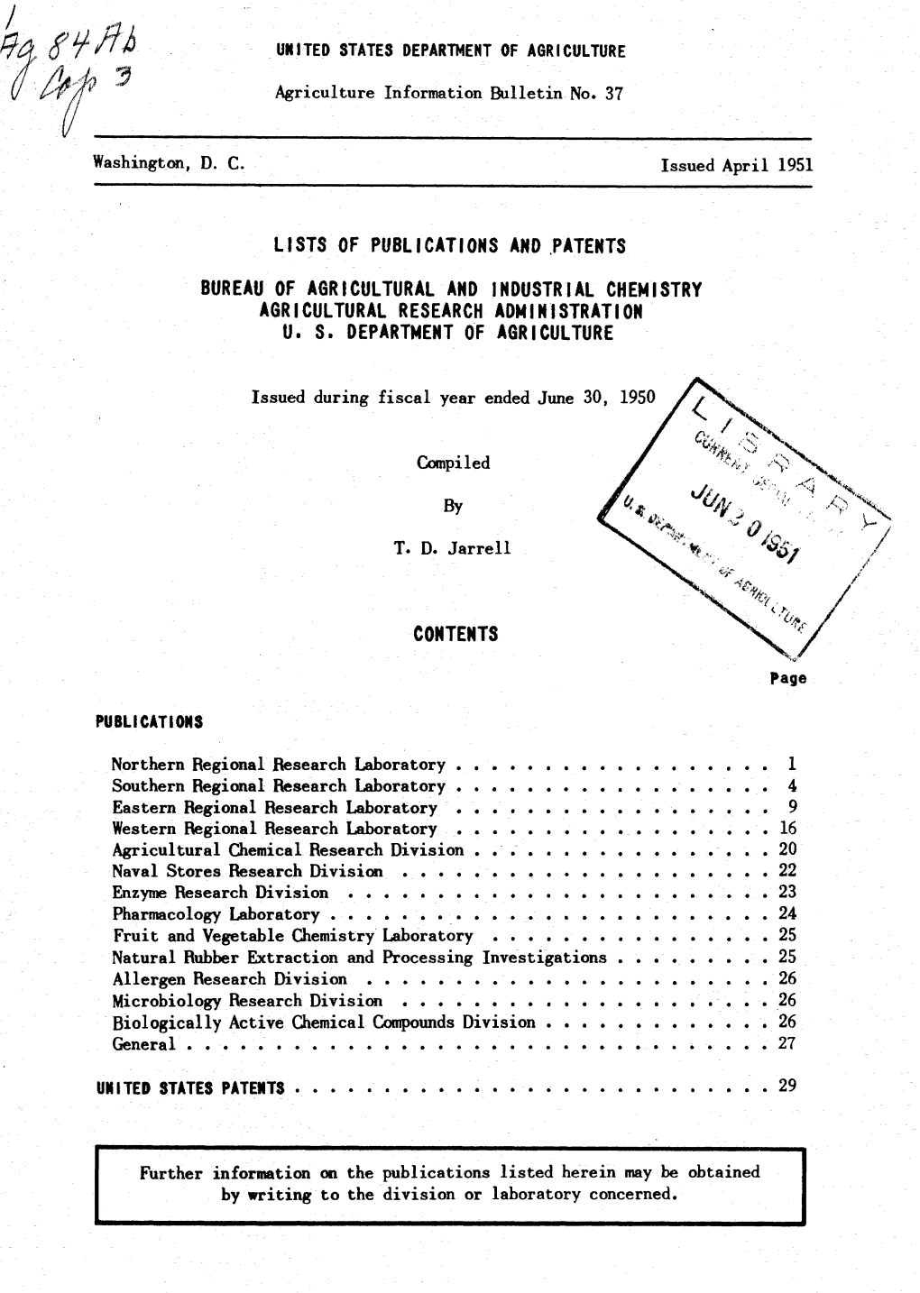 UMITED STATES DEPARTMENT of AÖRICULTURE Agriculture