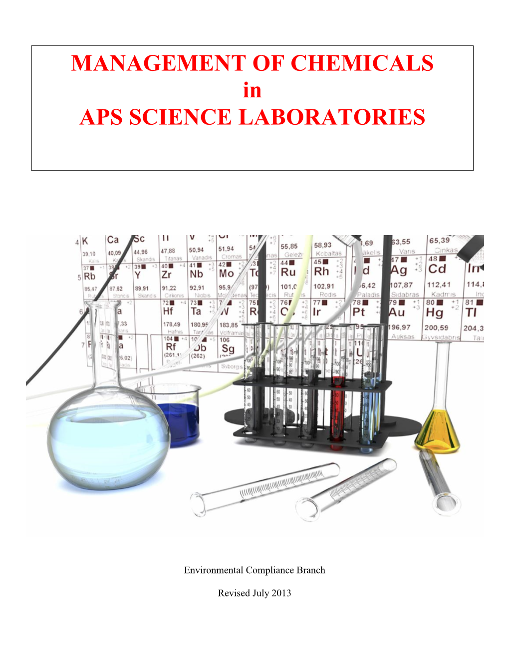MANAGEMENT of CHEMICALS in APS SCIENCE LABORATORIES