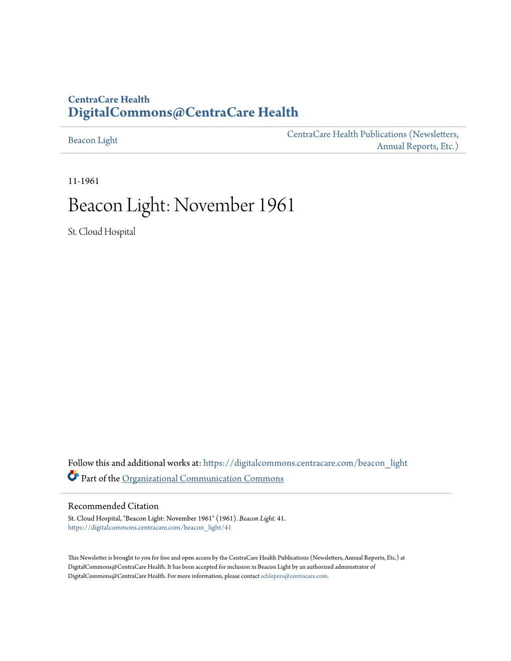 Beacon Light: November 1961 St