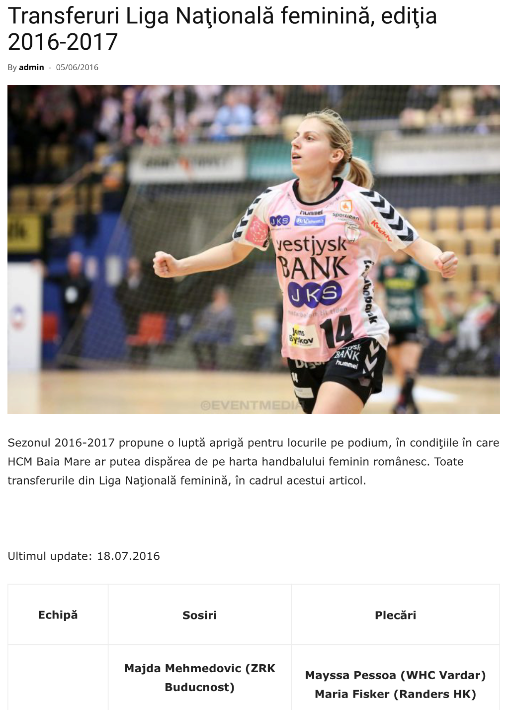 Transferuri Liga Naţională Feminină, Ediţia 2016-2017