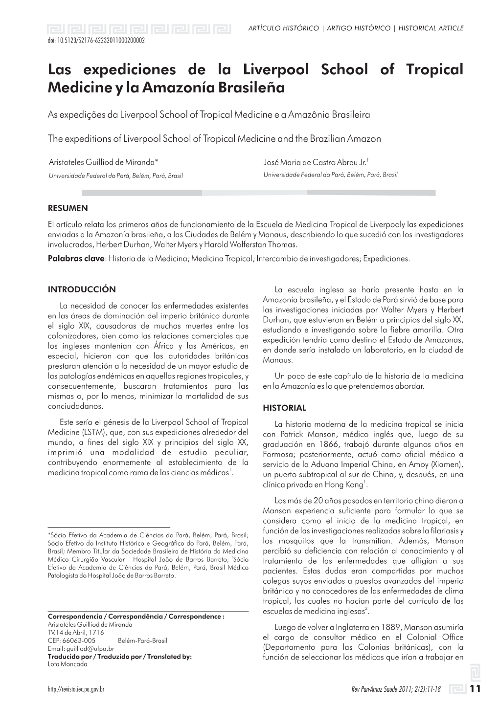 Las Expediciones De La Liverpool School of Tropical Medicine Y La Amazonía Brasileña