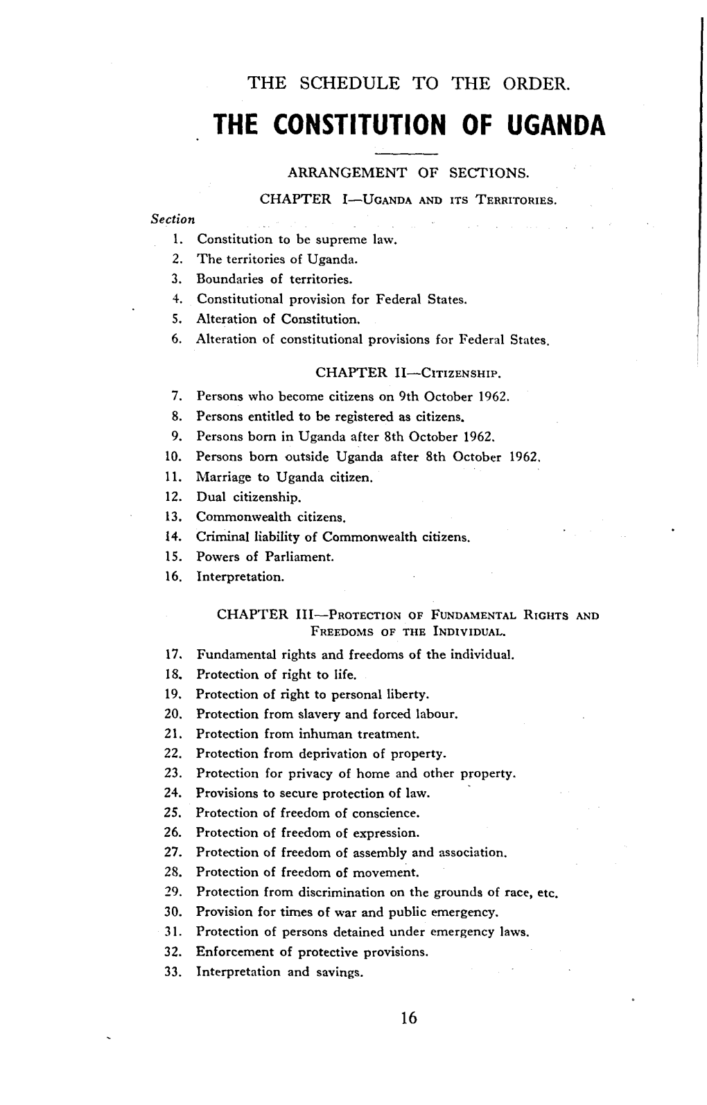 Uganda Constitution 1962 Citizenship