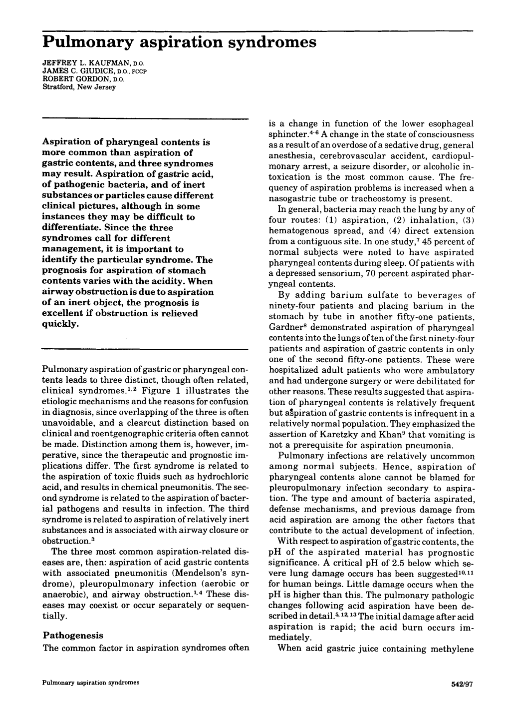 Pulmonary Aspiration Syndromes