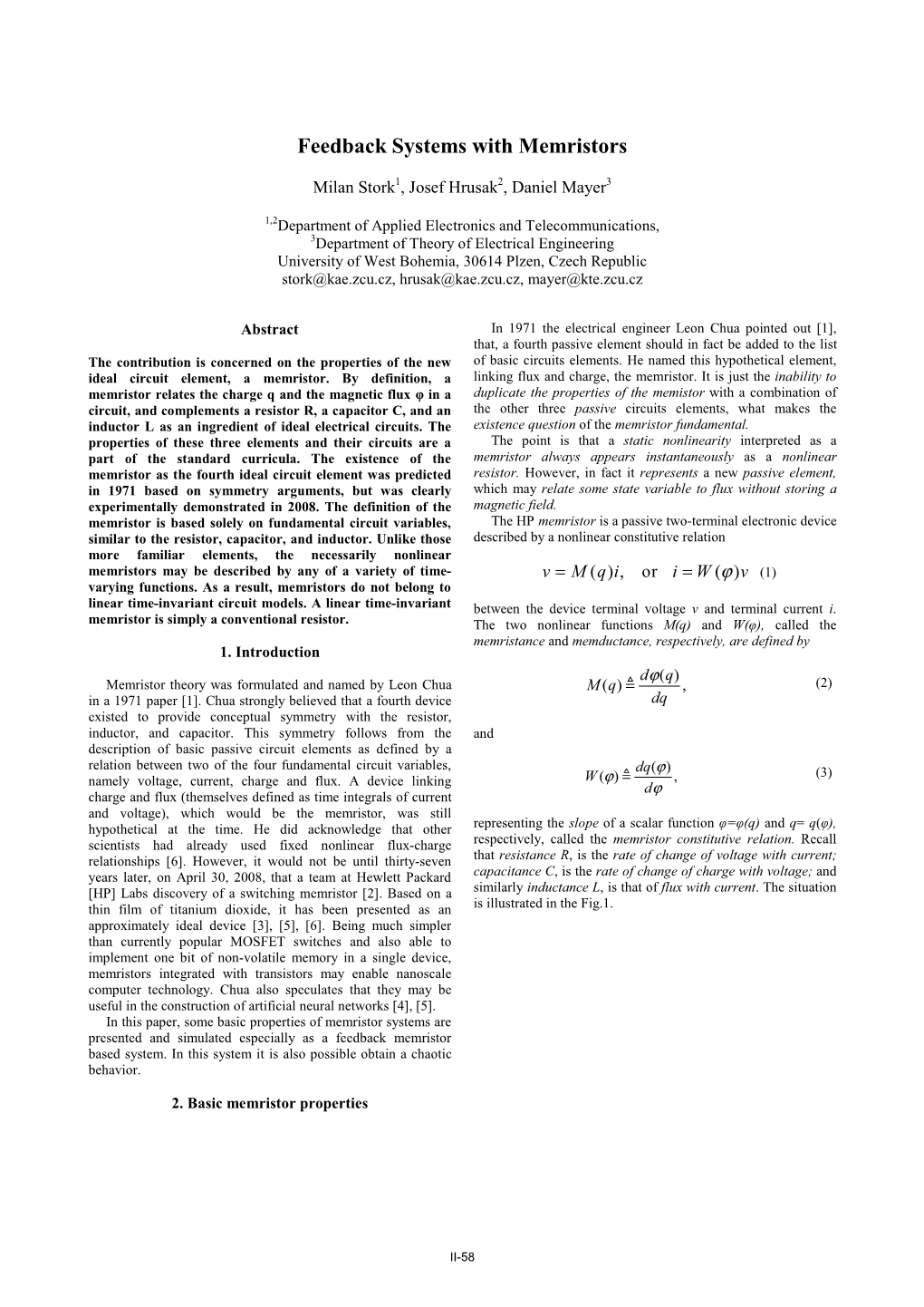 Feedback Systems with Memristors