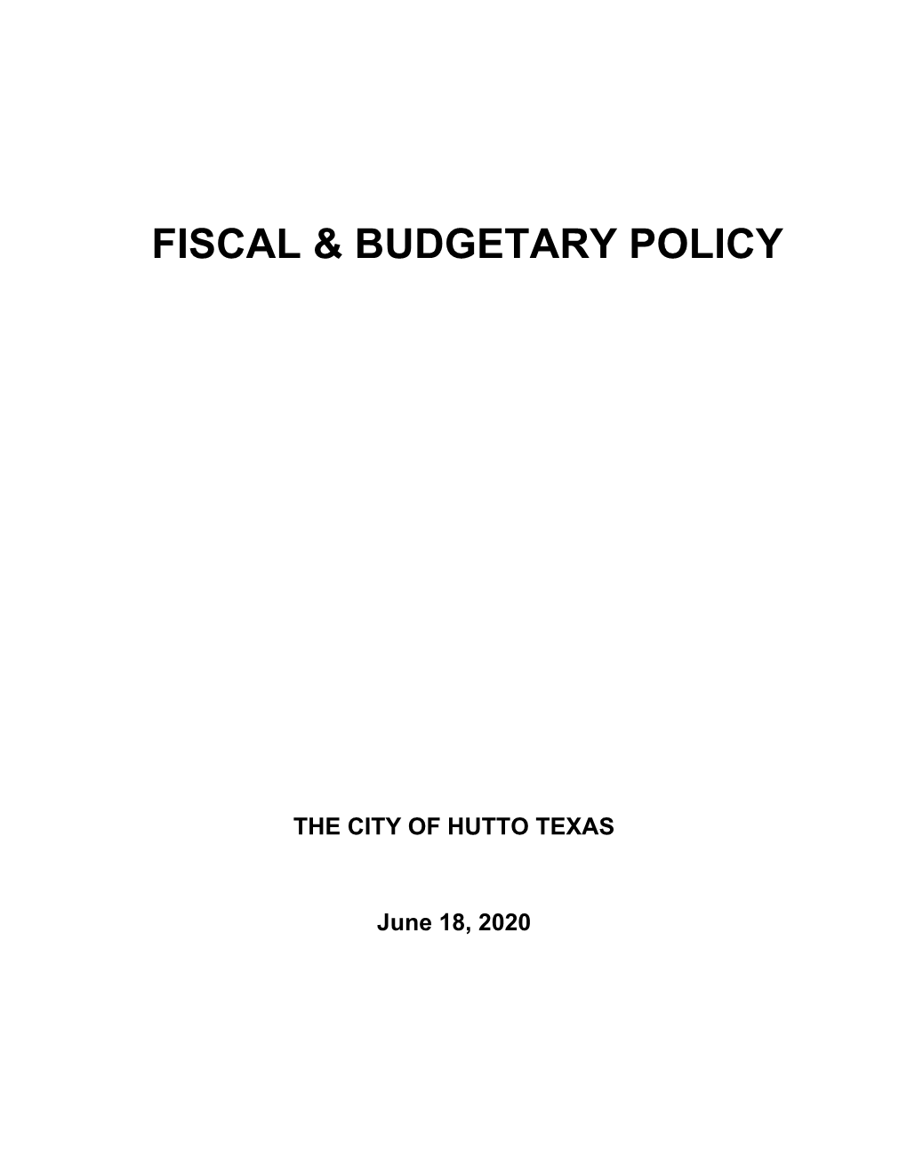 Fiscal & Budgetary Policy