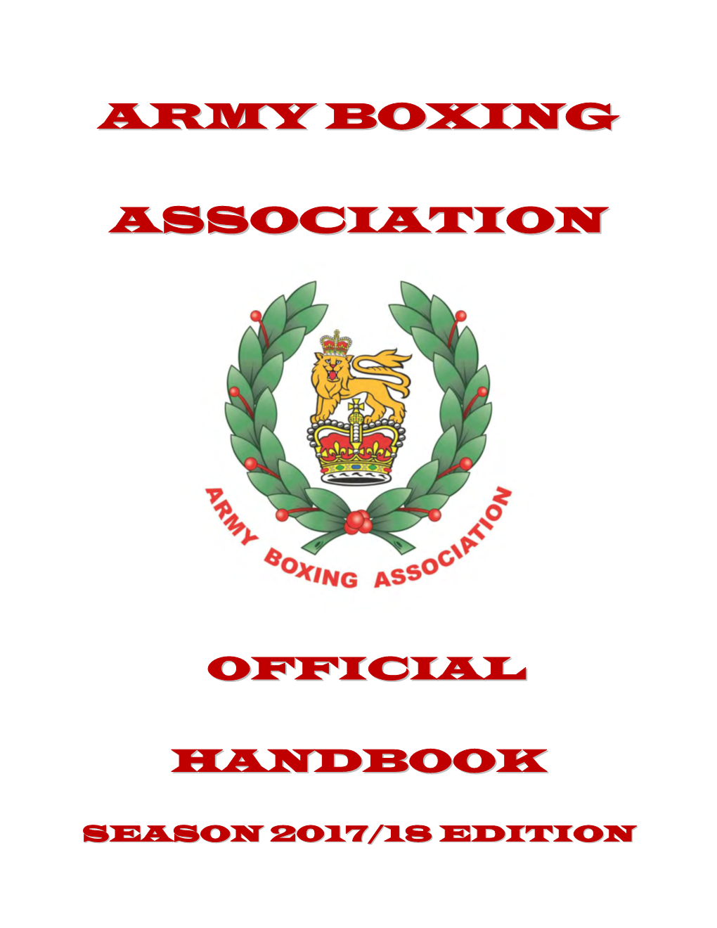 Army Boxing Association (Army Ba) Aide Memoire