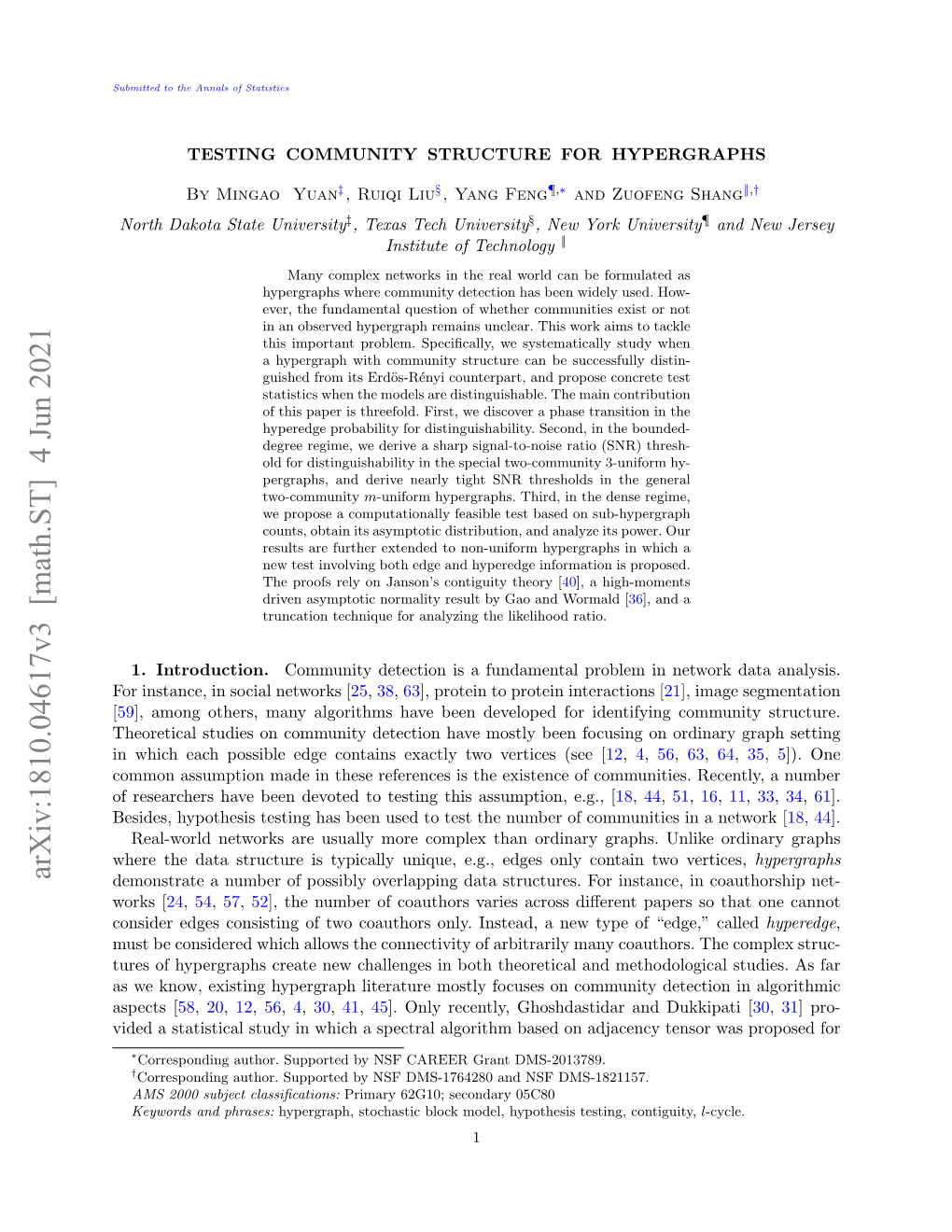 Testing Community Structure for Hypergraphs