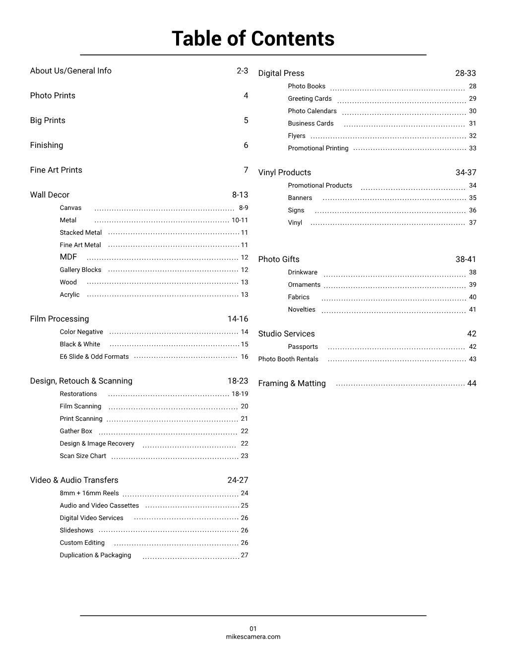 Table of Contents